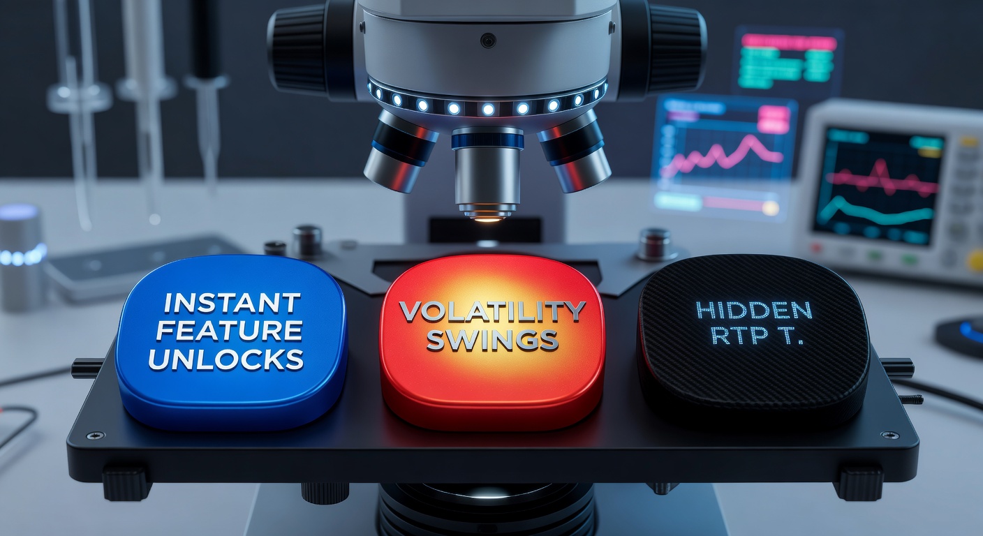 Grafiek met volatiliteitscurves van slots met en zonder bonus buy, tonen pieken in uitbetalingen tijdens feature-rondes vergeleken met basisspel-sessies