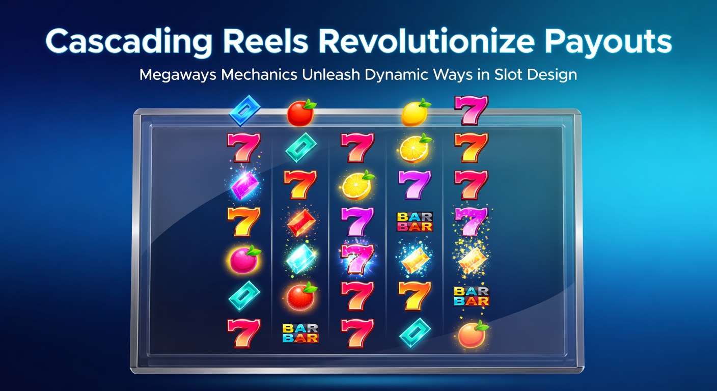 Dynamische cascading reels in actie op een Megaways slot, met vallende symbolen en exploderende wincombinaties die nieuwe kansen creëren