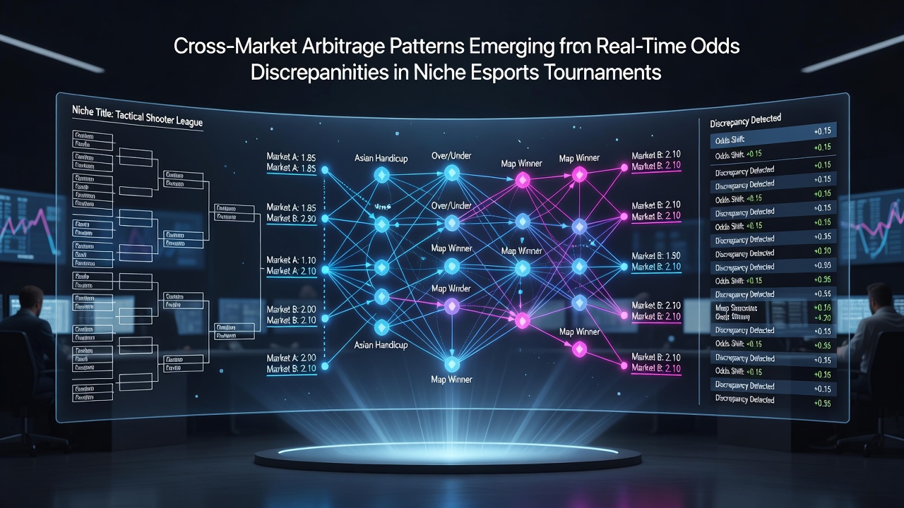 Cross-market arbitrage setup showing real-time odds comparison across esports betting platforms