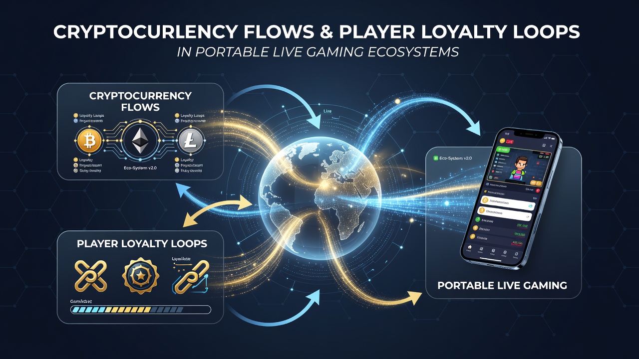Diagram van loyaliteitslussen gekoppeld aan cryptobetalingen in portable live casino apps