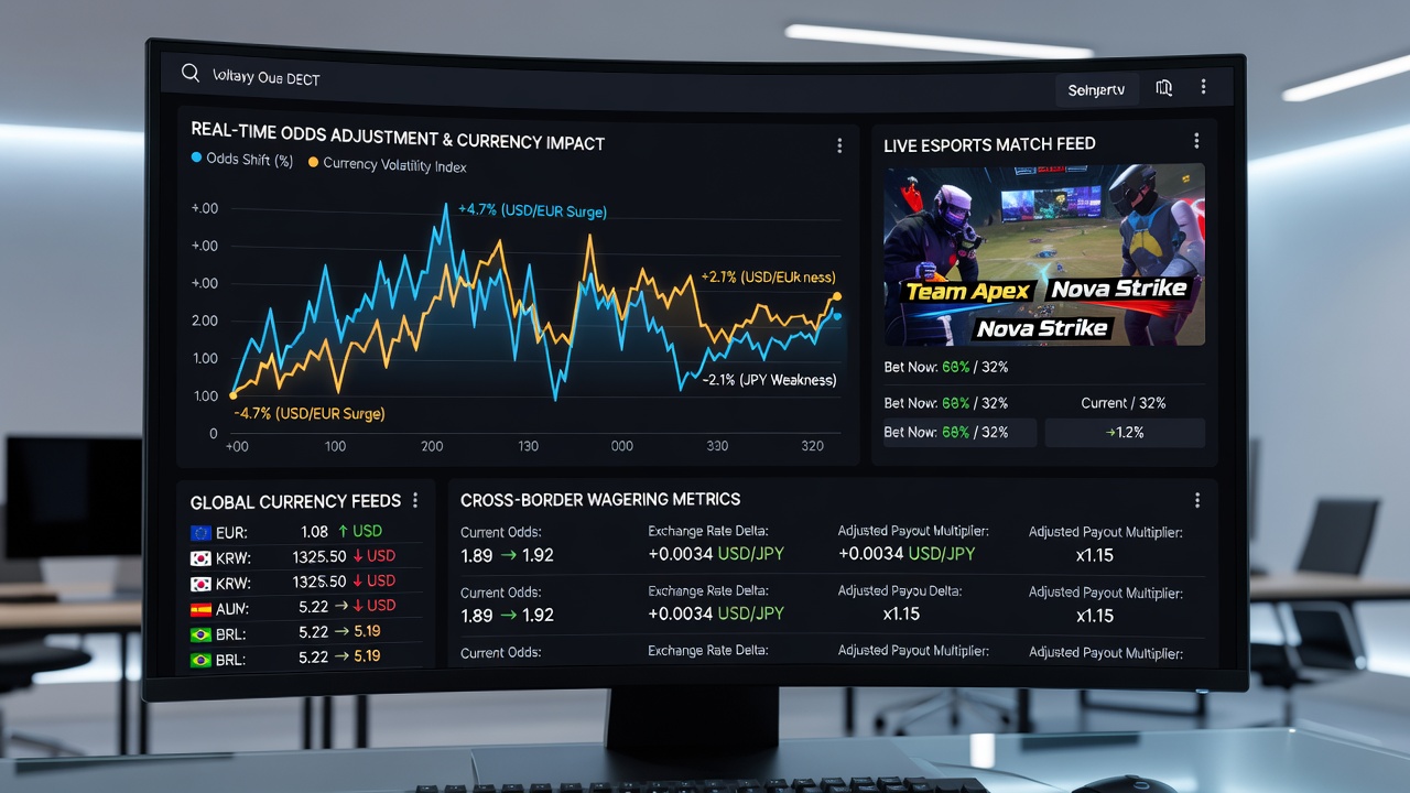 Weergave van realtime data-integratie tussen valutamarkten en esports-odds