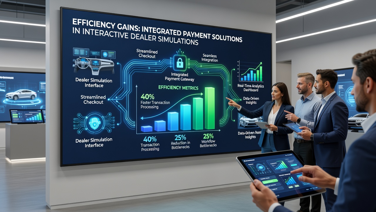 Dashboard met efficiëntiemetingen van geïntegreerde betalingen in dealer simulatieomgevingen