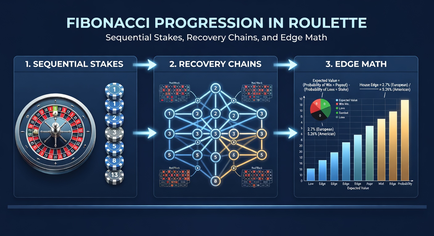 Voorbeeld van een herstelketen in Fibonacci-roulette, met een tabel van verliezen en winsten