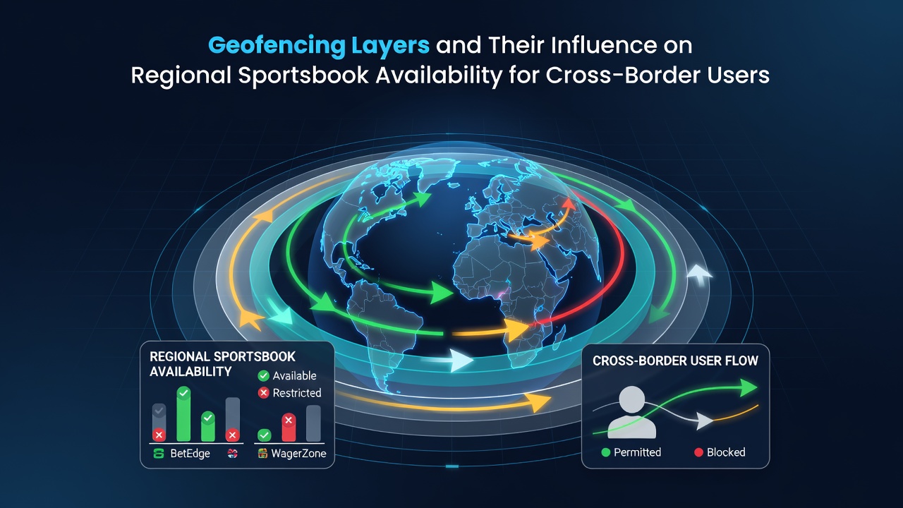 Gebruiker met smartphone die geofencing restricties ondervindt bij het openen van een sportsbook app