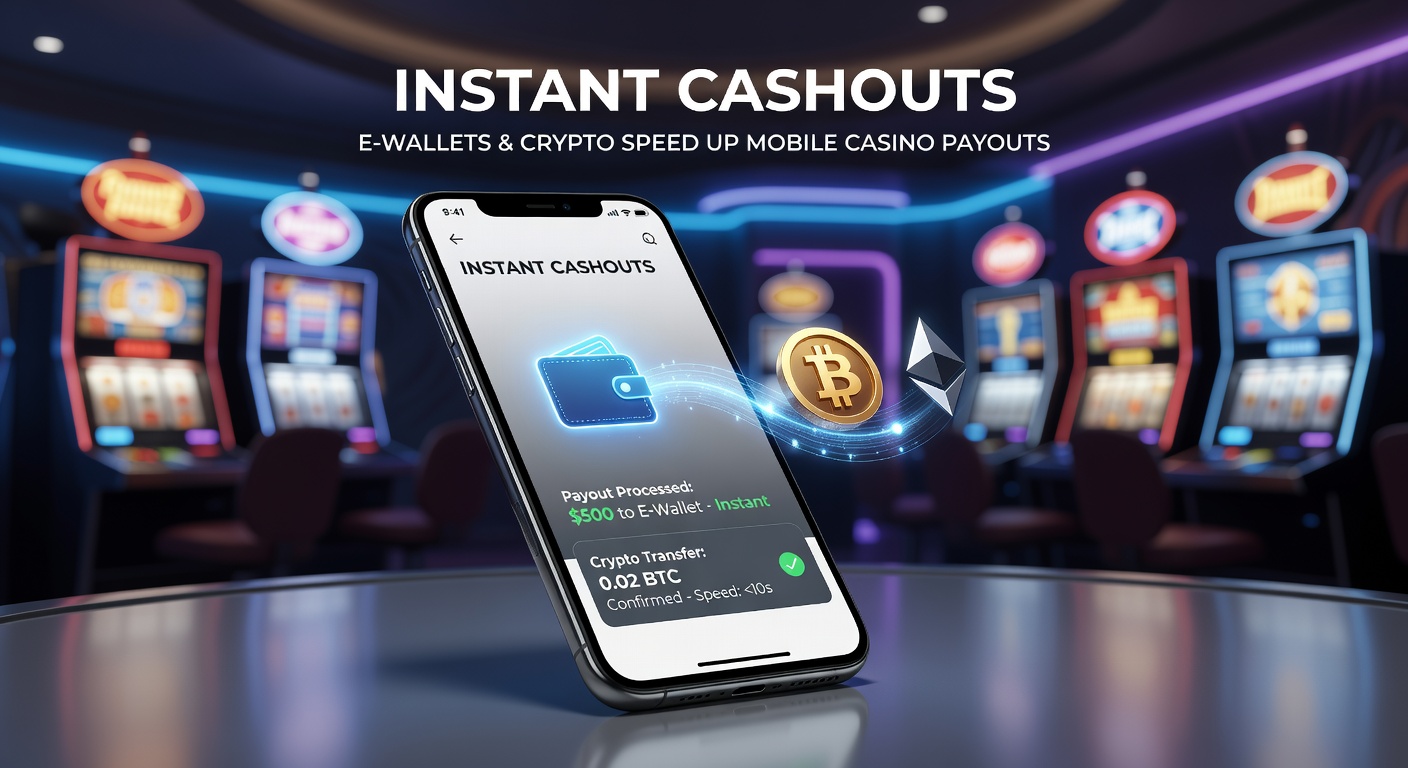 Smartphone met casino-app en crypto-wallet op scherm, symboliserend snelle uitbetalingen
