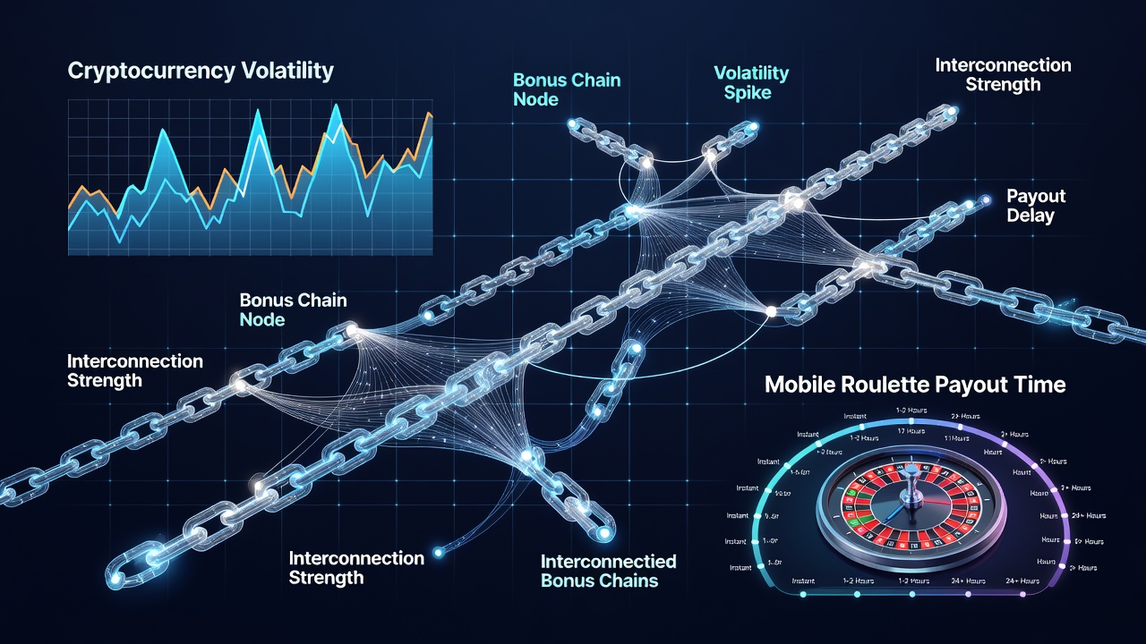 Grafiek die interconnecties tussen bonusketens, crypto volatiliteit en mobiele roulette payouts illustreert