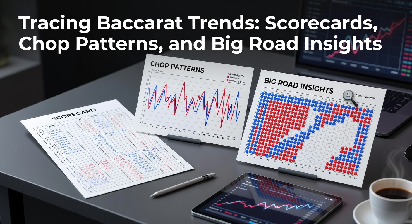 Overzicht van een baccarat Big Road-scorecard met chop-patronen zichtbaar in rood en blauw