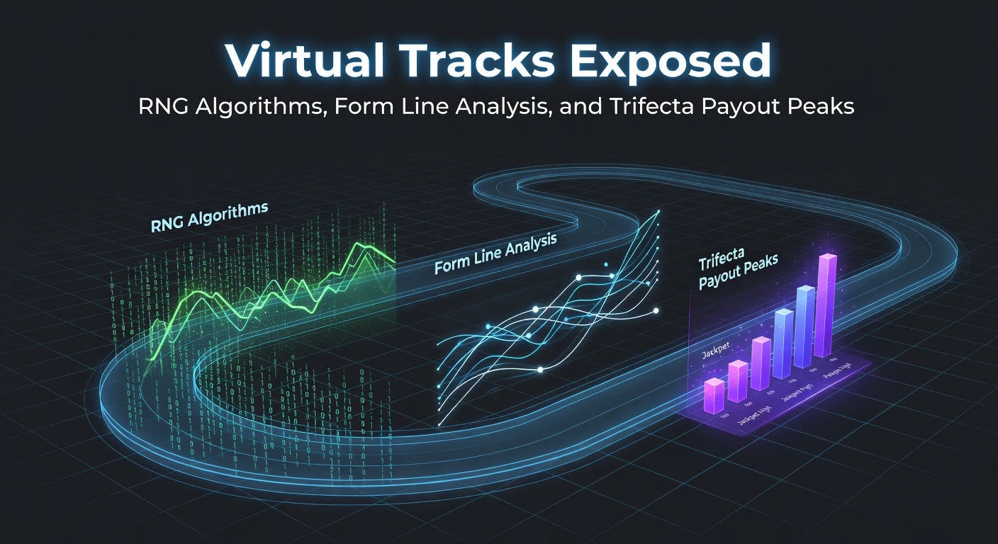 Visualisatie van een virtuele paardenracebaan met RNG-simulatie en trifecta-weddenschappen in actie