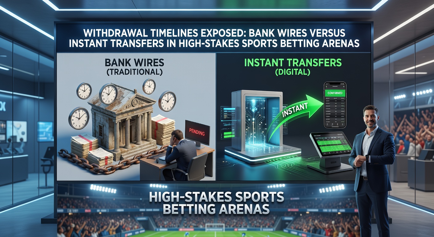 Grafiek die bankoverschrijvingen vergelijkt met directe transfers in sportweddenschap, met tijdlijnen en pijlen die vertragingen tonen